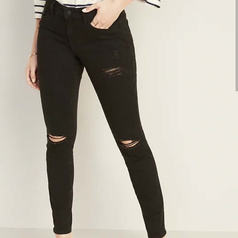 Old Navy Black Ripped Skinny Jeans